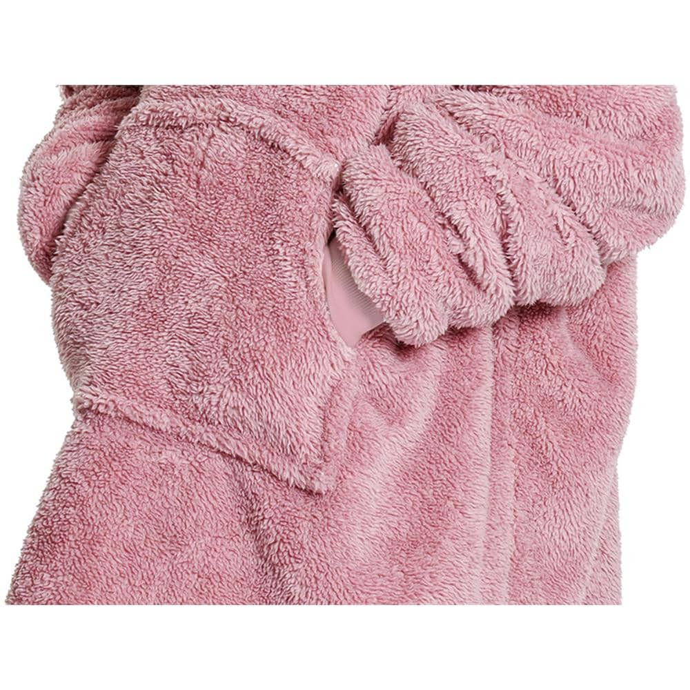 Felpa Plaid Bambini Coperta Agnellata Sherpa Con Tasca Inverno Tinta Unita Midlands Felpone Rosa - Foto 5