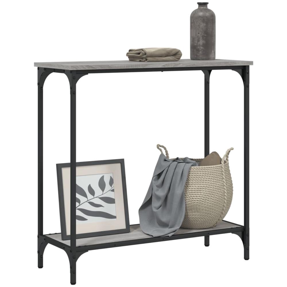 Tavolino Consolle Grigio Sonoma 75x30,5x75 Cm Legno Multistrato - Foto 3