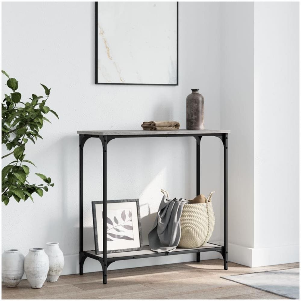 Tavolino Consolle Grigio Sonoma 75x30,5x75 Cm Legno Multistrato - Foto 1