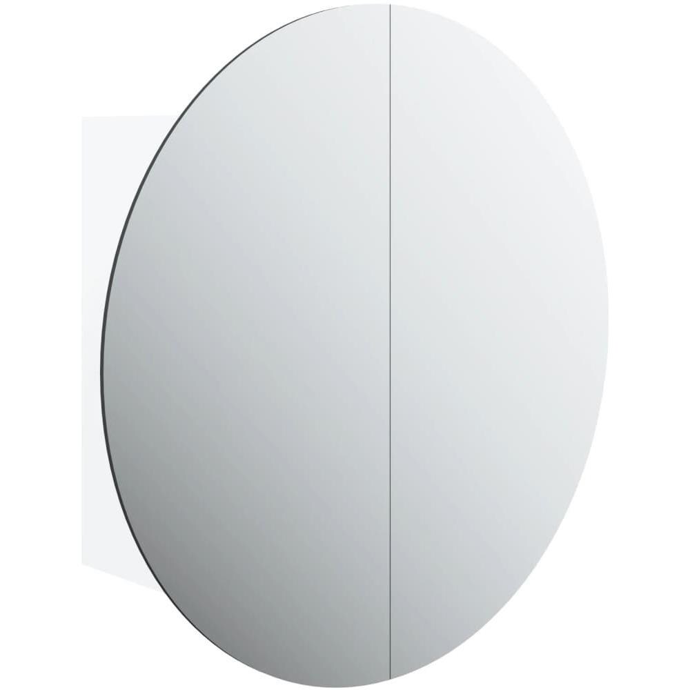 Armadio da Bagno con Specchio Rotondo e LED Bianco 47x47x17,5cm - Foto 1
