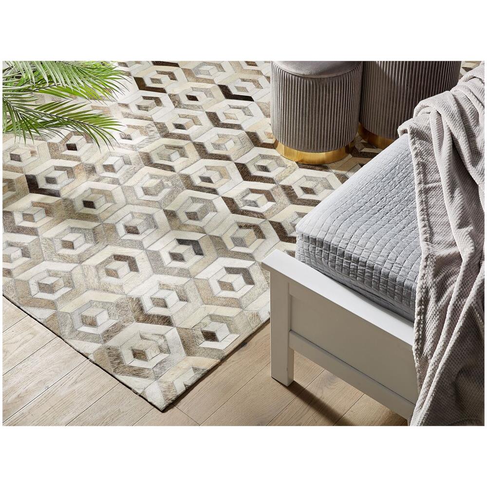 Tappeto In Pelle Marrone E Beige 140 X 200 Cm Tavak - Foto 2