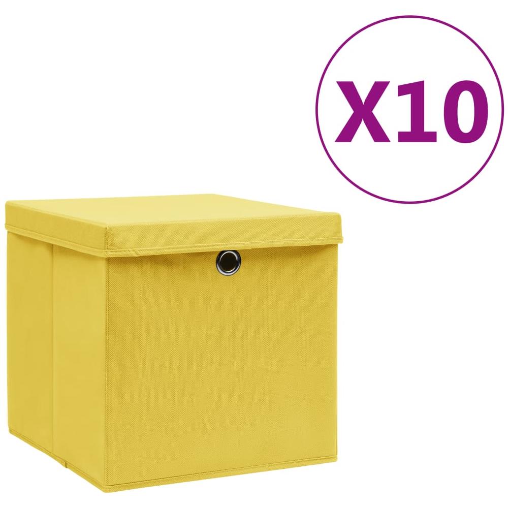 Contenitori con Coperchi 10 pz 28x28x28 cm Giallo - Foto 1