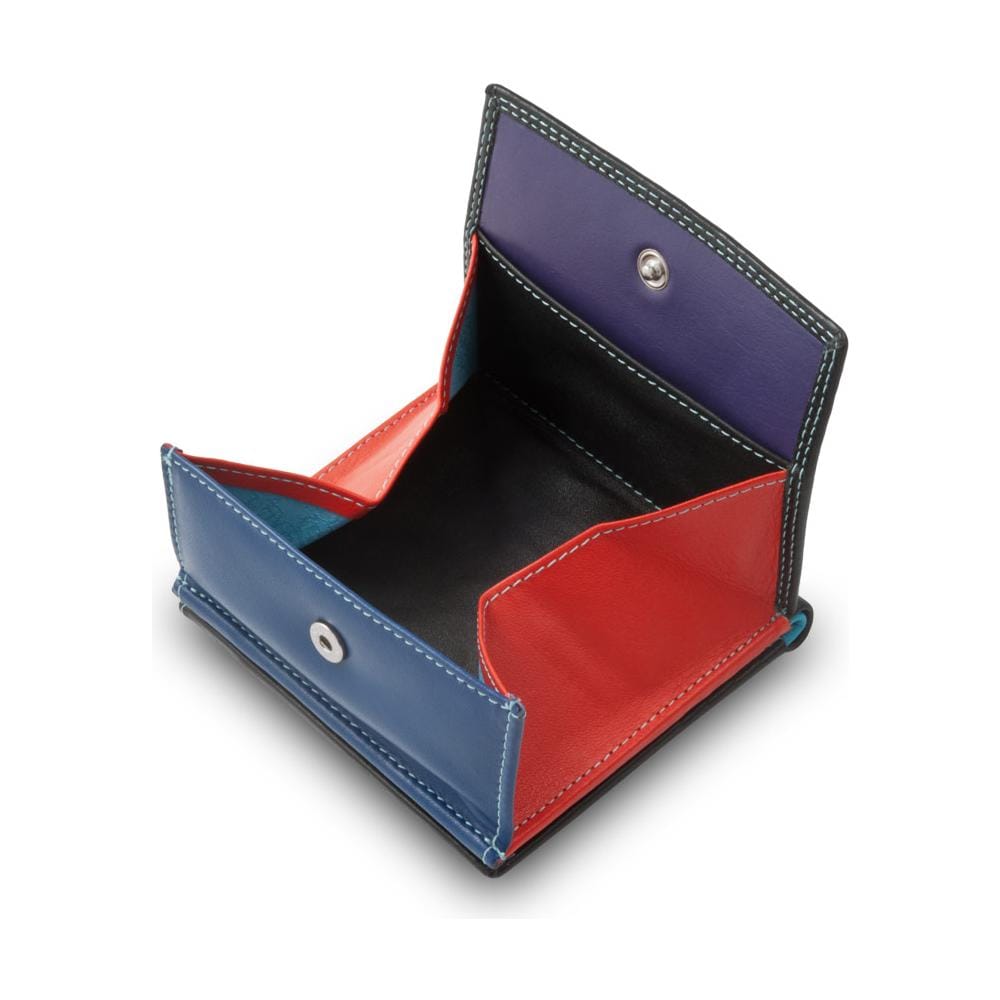 Portafoglio di pelle multicolore porta carte e monete Nero - Foto 2