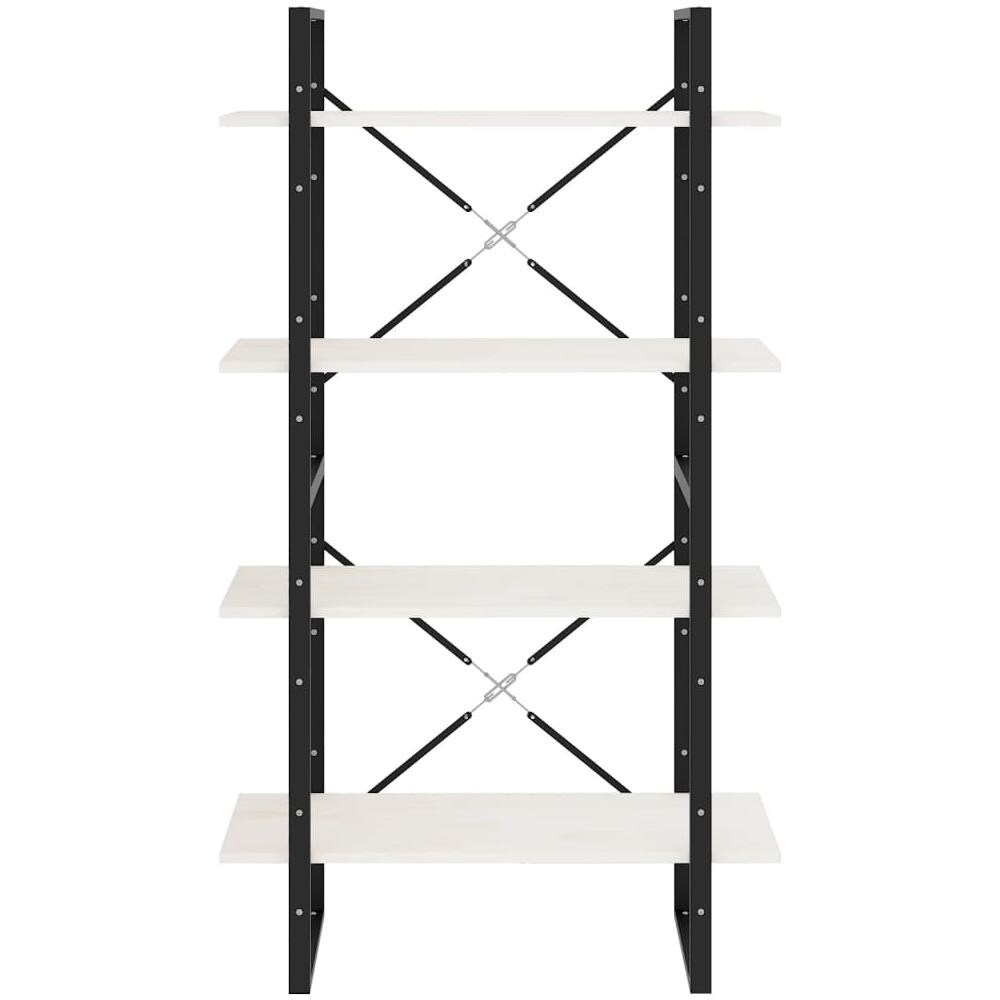 Libreria A 4 Ripiani Bianca 80x30x140 Cm In Massello Di Pino - Foto 3