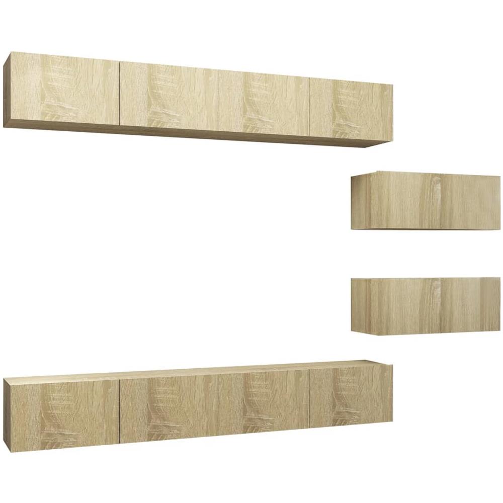 Set Porta Tv 6 Pz Rovere Sonoma In Truciolato - Foto 2