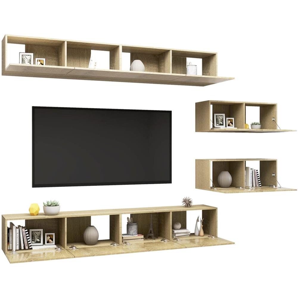 Set Porta Tv 6 Pz Rovere Sonoma In Truciolato - Foto 3