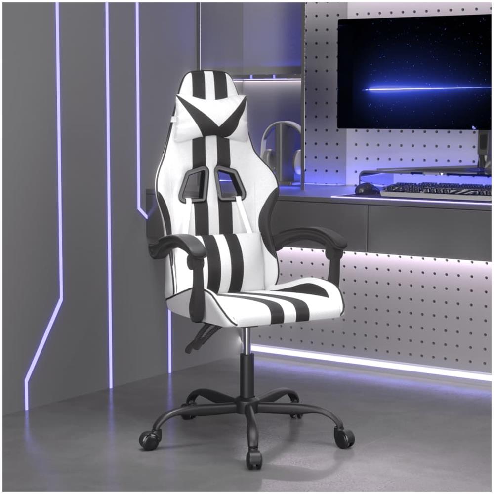 Sedia Da Gaming Bianco E Nero In Similpelle - Foto 1