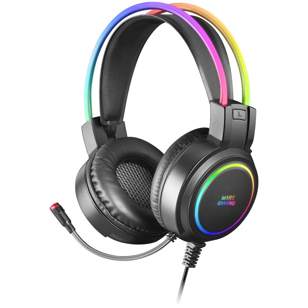 MHRGB Cuffia Gaming Stereo Padiglione Auricolare Cablato con Microfono Integrato Colore Nero - Foto 1