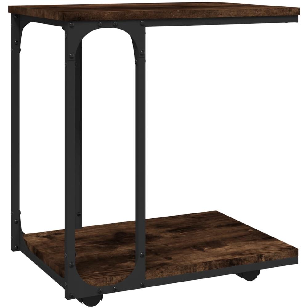Tavolino Con Ruote Rovere Fumo 50x35x55,5 Cm Legno Multistrato - Foto 2