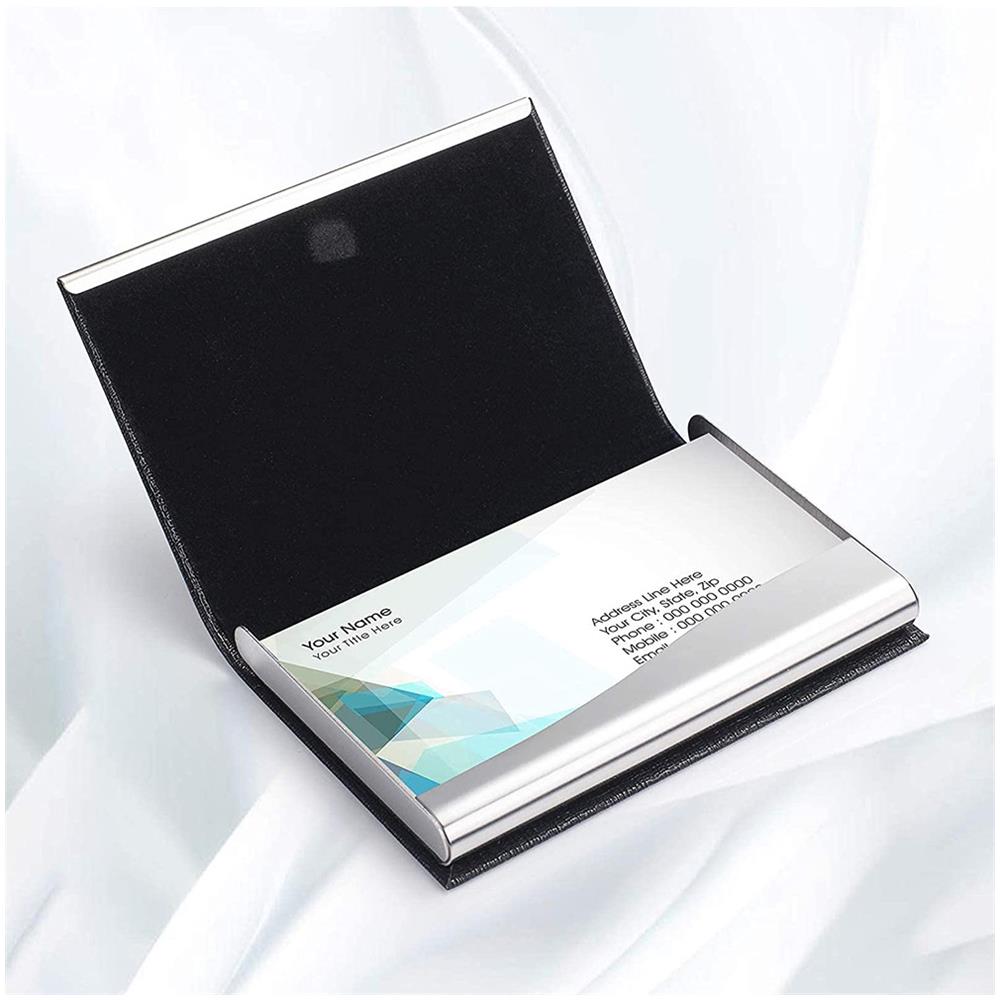 Porta Biglietti Da Visita Sottile Magnetico In Pu Black - Foto 2