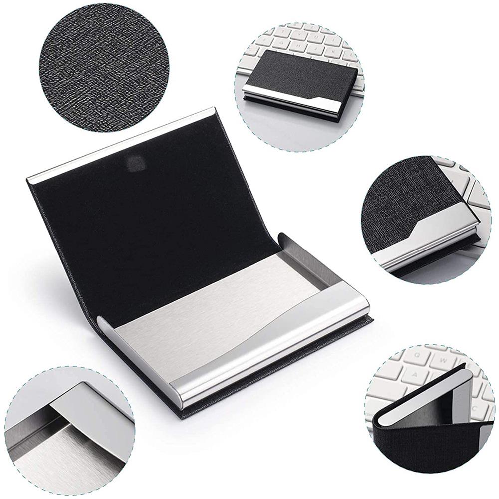 Porta Biglietti Da Visita Sottile Magnetico In Pu Black - Foto 4