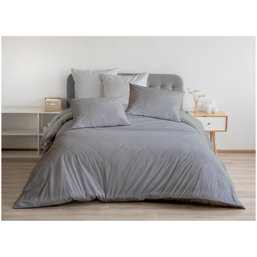 Sacco Copripiumino In 100% Cotone Percalle Made In Italy In Tinta Unita Vari Colori Matrimoniale Grigio - Foto 1