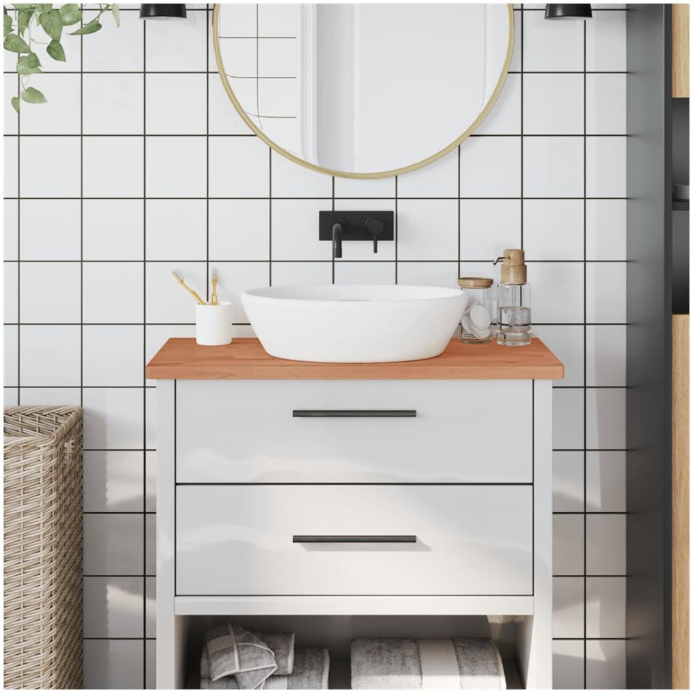 Piano Bagno 80x40x2,5 Cm Legno Massello Di Faggio - Foto 1