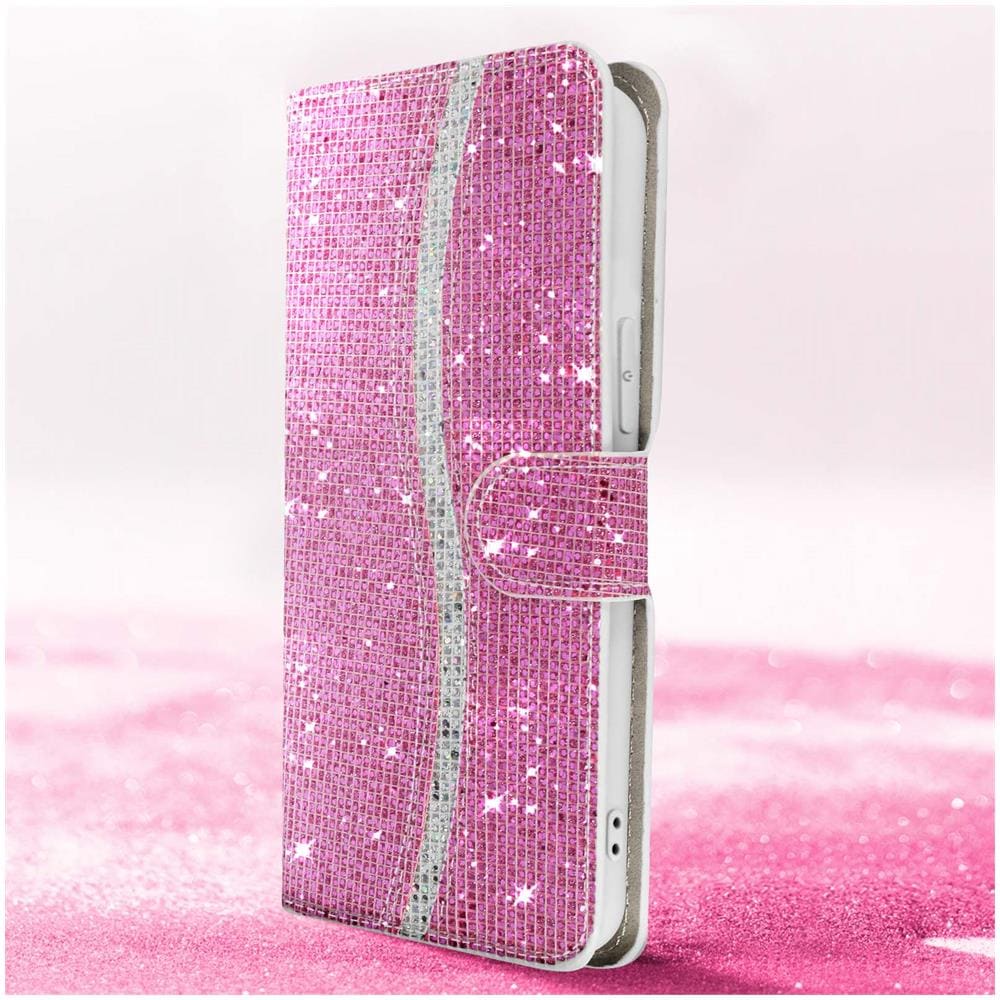 Custodia Per Iphone 14 Pro Paillette Disco Portafoglio Supporto Video Rosa - Foto 5