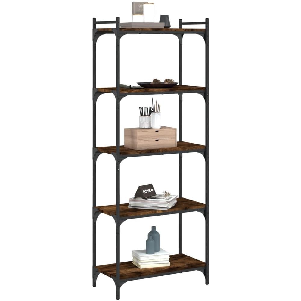 Libreria A 5 Ripiani Rovere Fumo 60x30x154 Cm Legno Multistrato - Foto 3