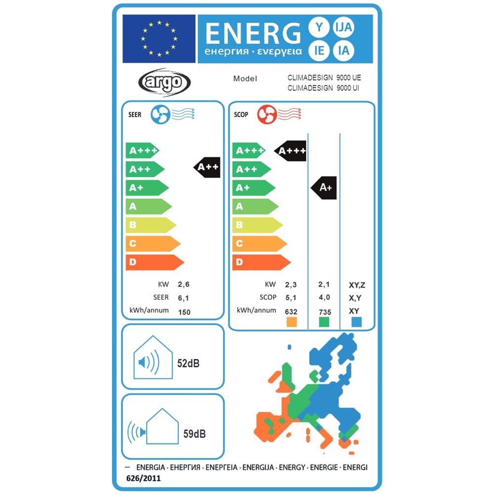 Condizionatore Fisso Monosplit CLIMADES9M Climadesign Potenza 9000 BTU /H Classe A++ /A+ Inverter e Wi-Fi - Foto 2