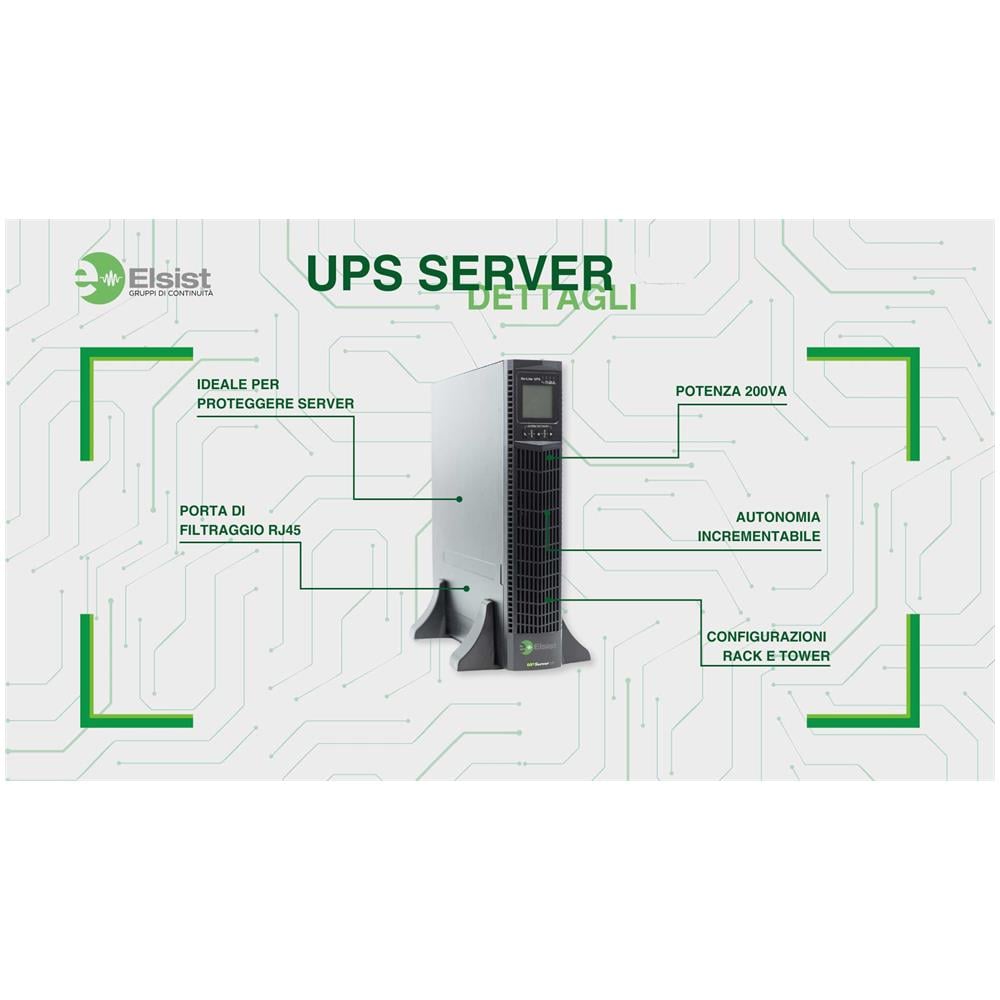 Elsist UPServer 2.0 Gruppo di Continuità (UPS) Doppia Conversione (Online) 2 kVA 1350 W 3 Presa (e) AC - Foto 2