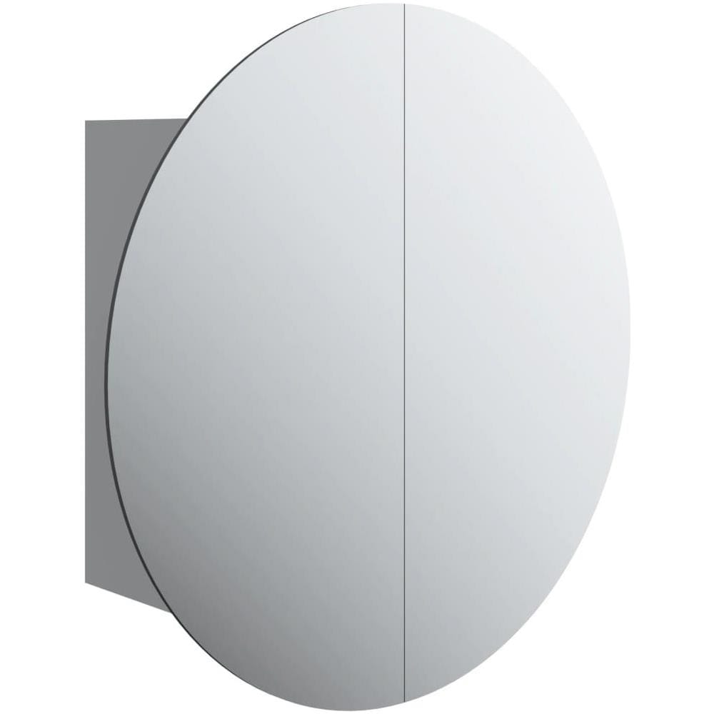 Armadio da Bagno con Specchio Rotondo e LED Grigio 47x47x17,5cm - Foto 1