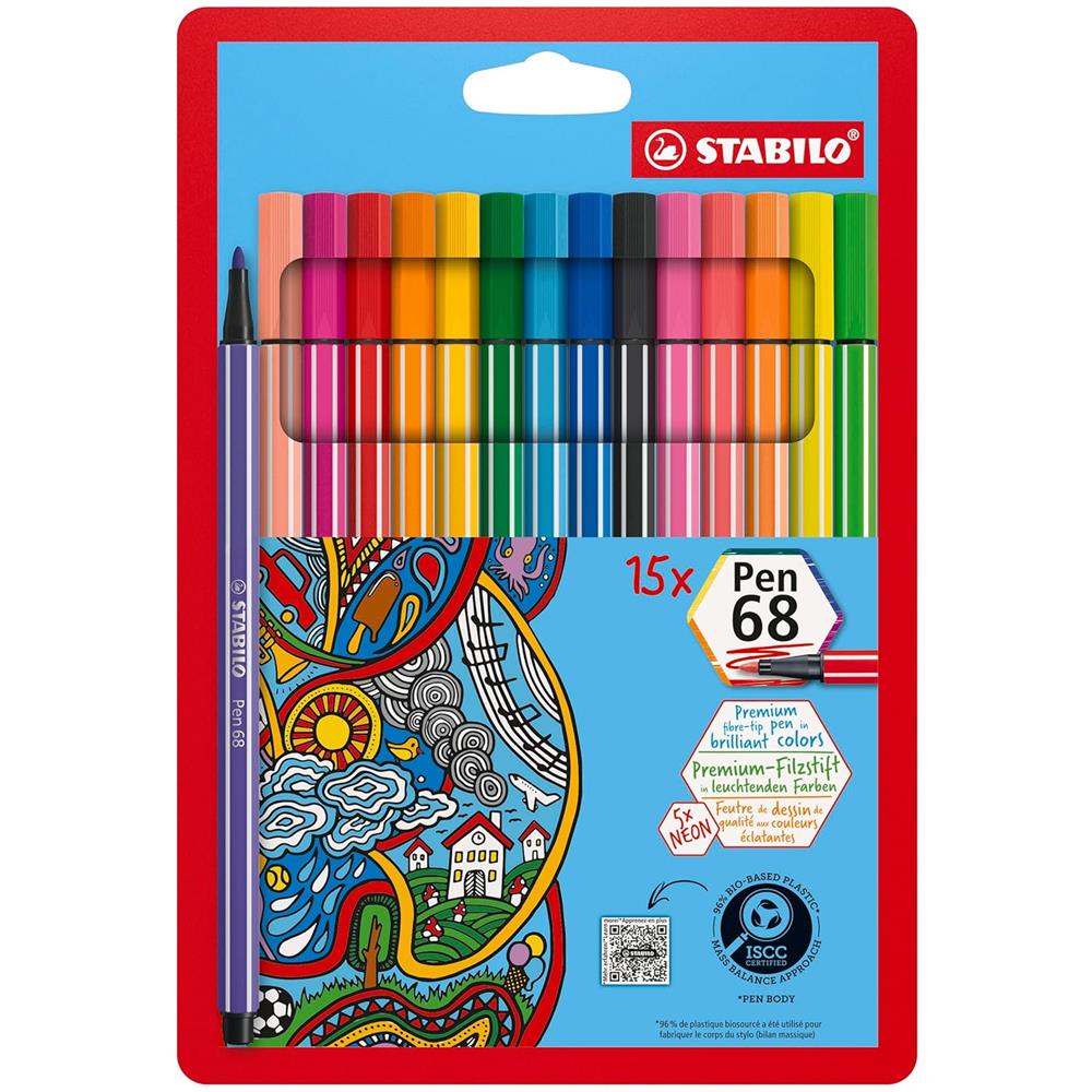 Pen 68 - Pennarello Premium - Astuccio da 15 (10 + 5 NEON) - Colori Assortiti - Foto 1