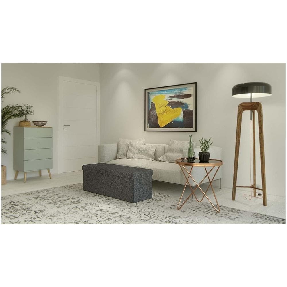 Pouf contenitore Valora PUFA in MDF grigio scuro, tessuto simile al lino - Foto 2