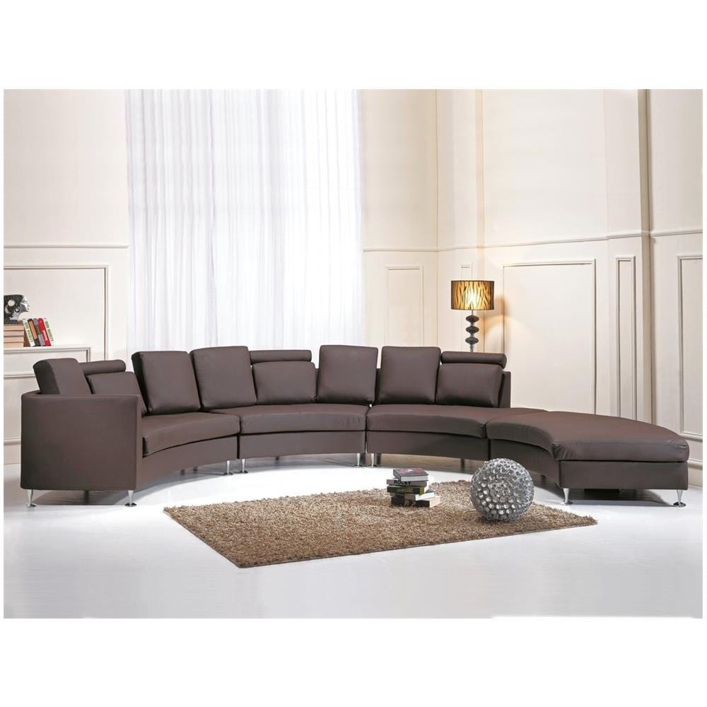 Divano Circolare 7 Posti In Pelle Marrone Rotunde - Foto 2