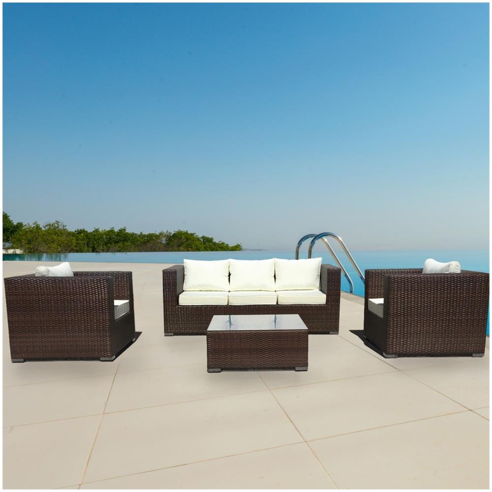 Luxurygarden salotto in rattan set divano 3 posti 2 poltrone e ... Set divano rattan