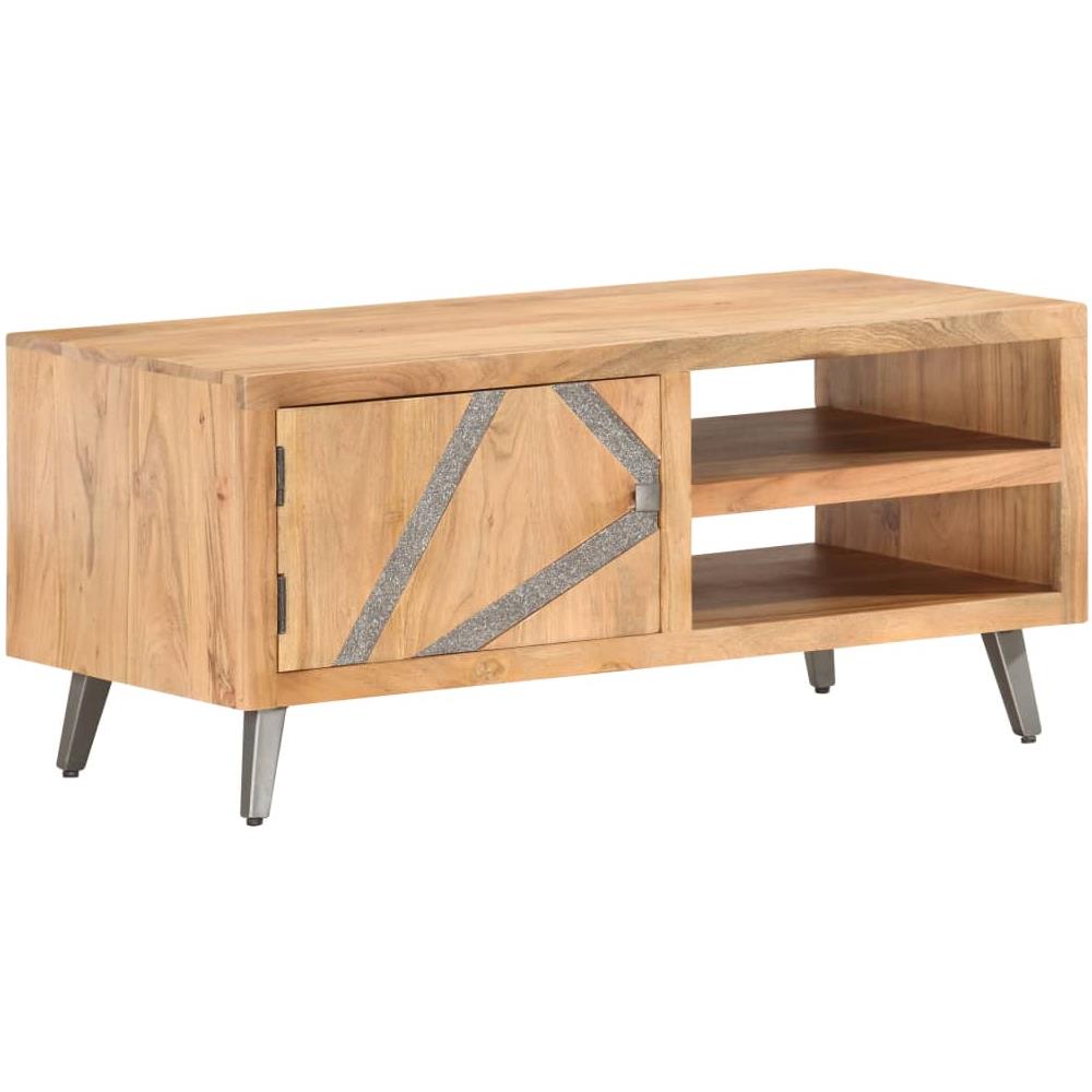 Tavolino Da Caffè 90x45x40 Cm In Legno Massello Di Acacia - Foto 8