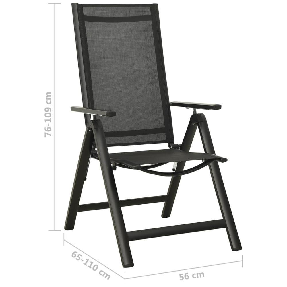 Sedie Giardino Pieghevoli 2 pz Textilene e Alluminio Nere - Foto 3