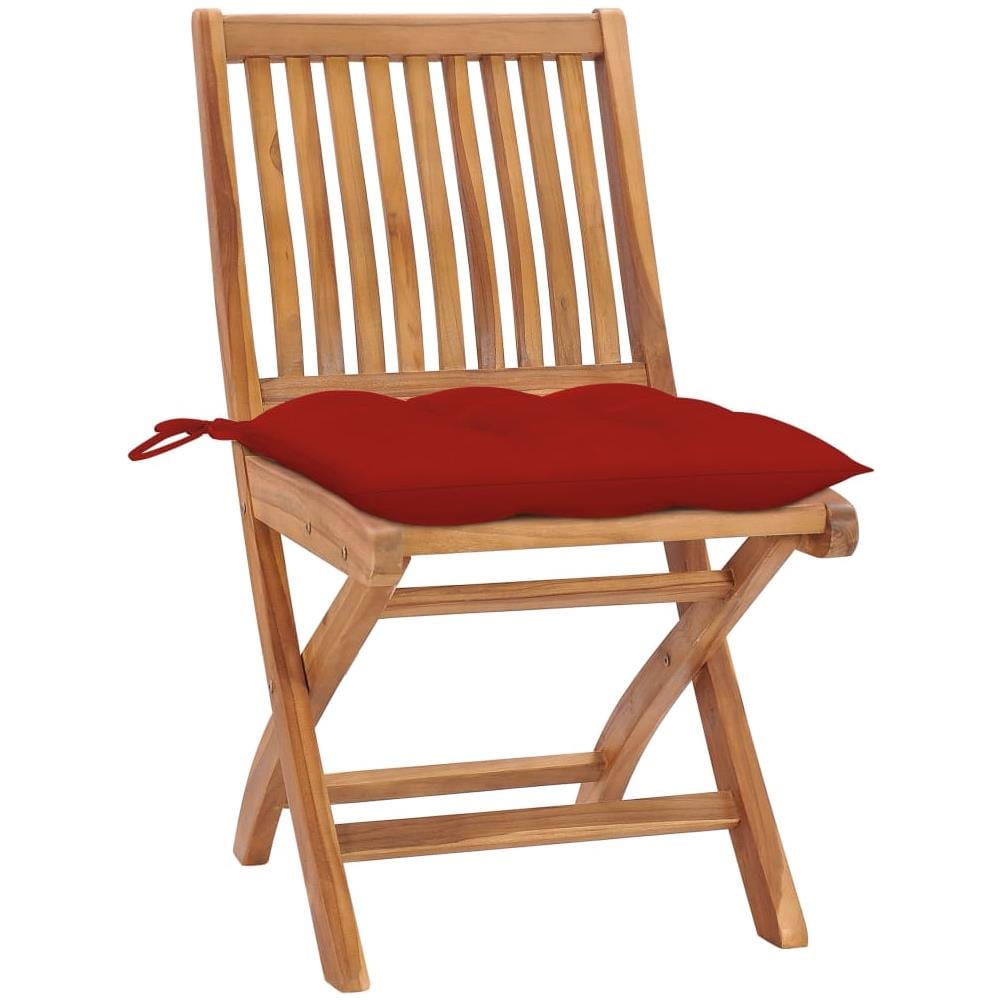 Sedie da Giardino Pieghevoli con Cuscini 6 pz Massello di Teak - Foto 2