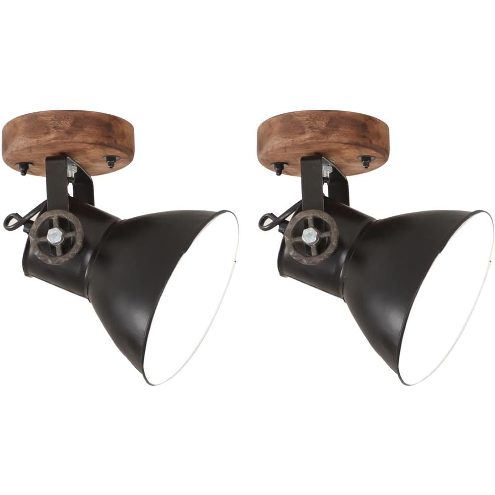 Lampade da Parete / Soffitto 2 pz Industriale Nere 20x25 cm E27 - Foto 1
