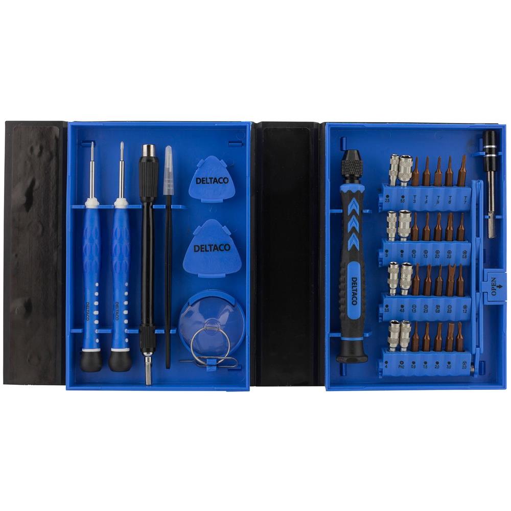 Kit Riparazione Smartphone Deltaco, 38 Pezzi, Crv Di Precisione, Blu - Foto 2