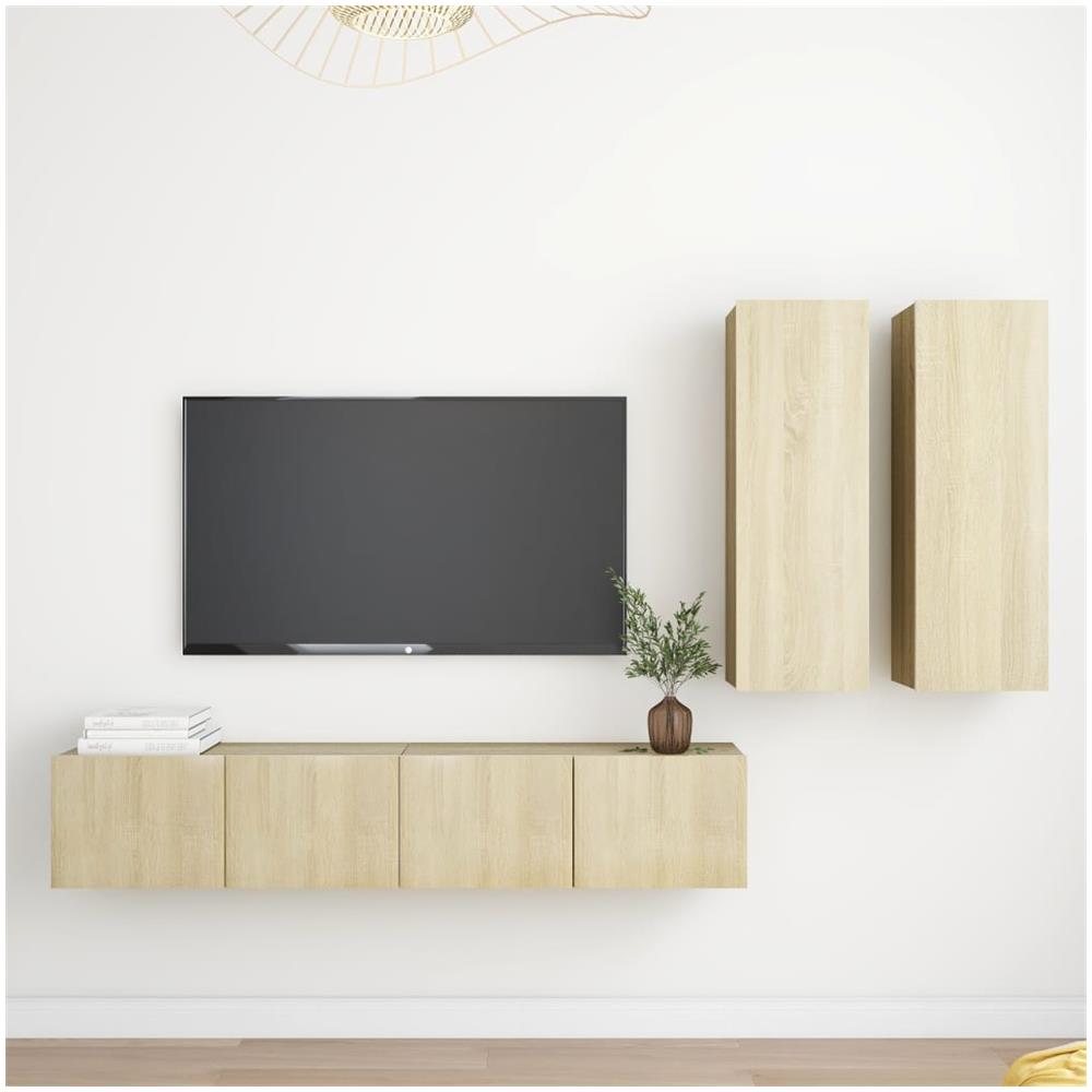 Set Porta Tv 4 Pz Rovere Sonoma In Truciolato - Foto 1