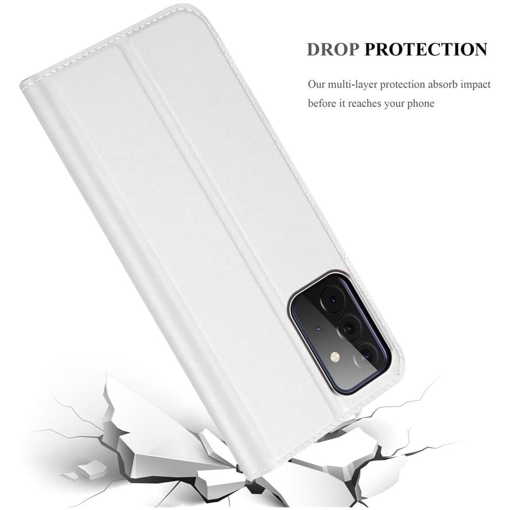 Custodia Compatibile Con Samsung Galaxy A72 In Classy Argento - Coperchio Protettiva Con Chiusura Magnetica, Funzione Stand E Tasca Per Le Carte - Foto 8