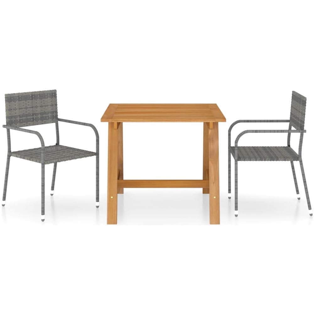 Set Mobili Da Pranzo Per Giardino 3 Pz Grigio - Foto 1