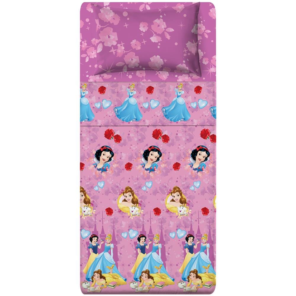 Completo Letto Singolo Principesse Per Bambini In Cotone Rosa - Foto 1
