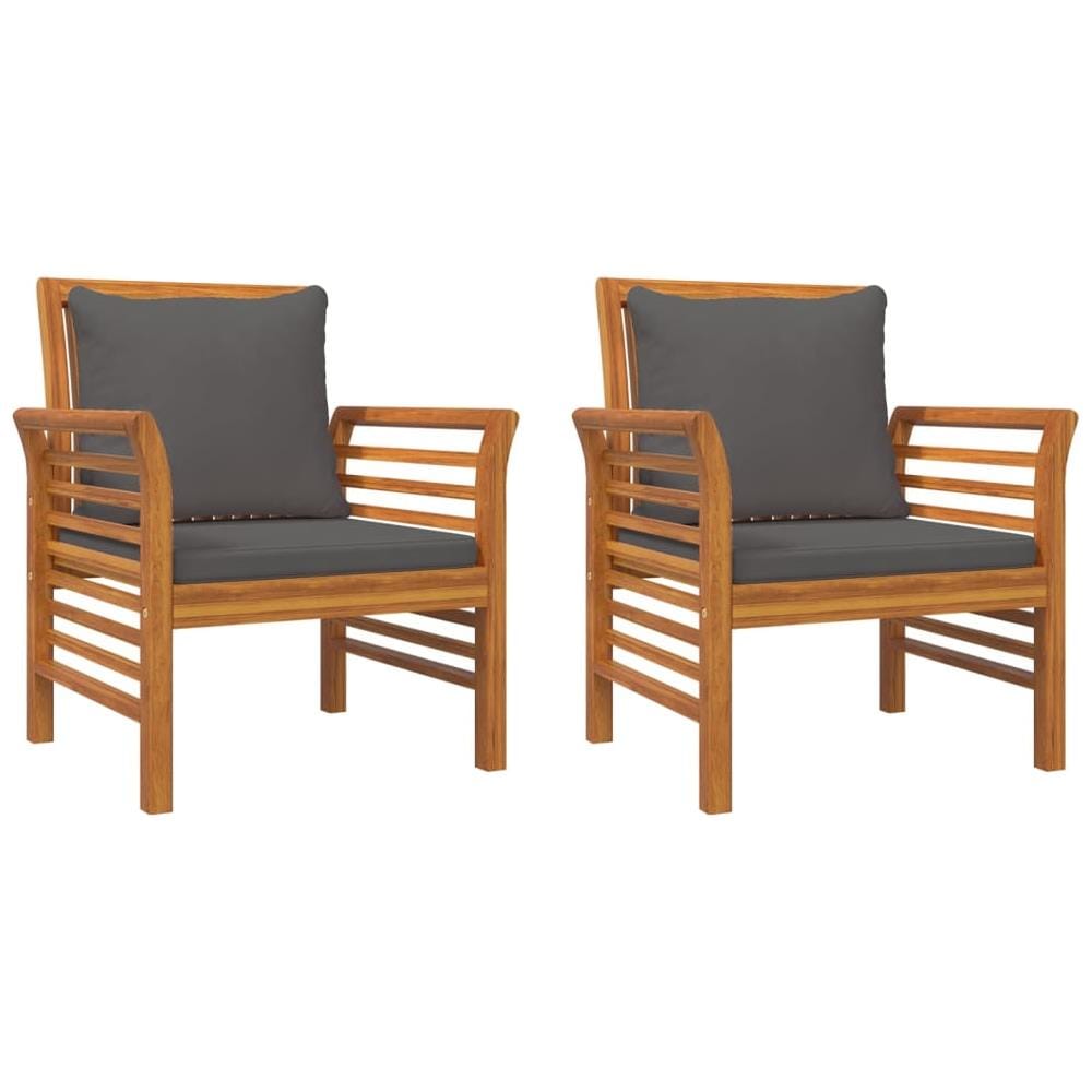 Poltrone Con Cuscini Grigio Scuro 2 Pz Legno Massello Di Acacia - Foto 1