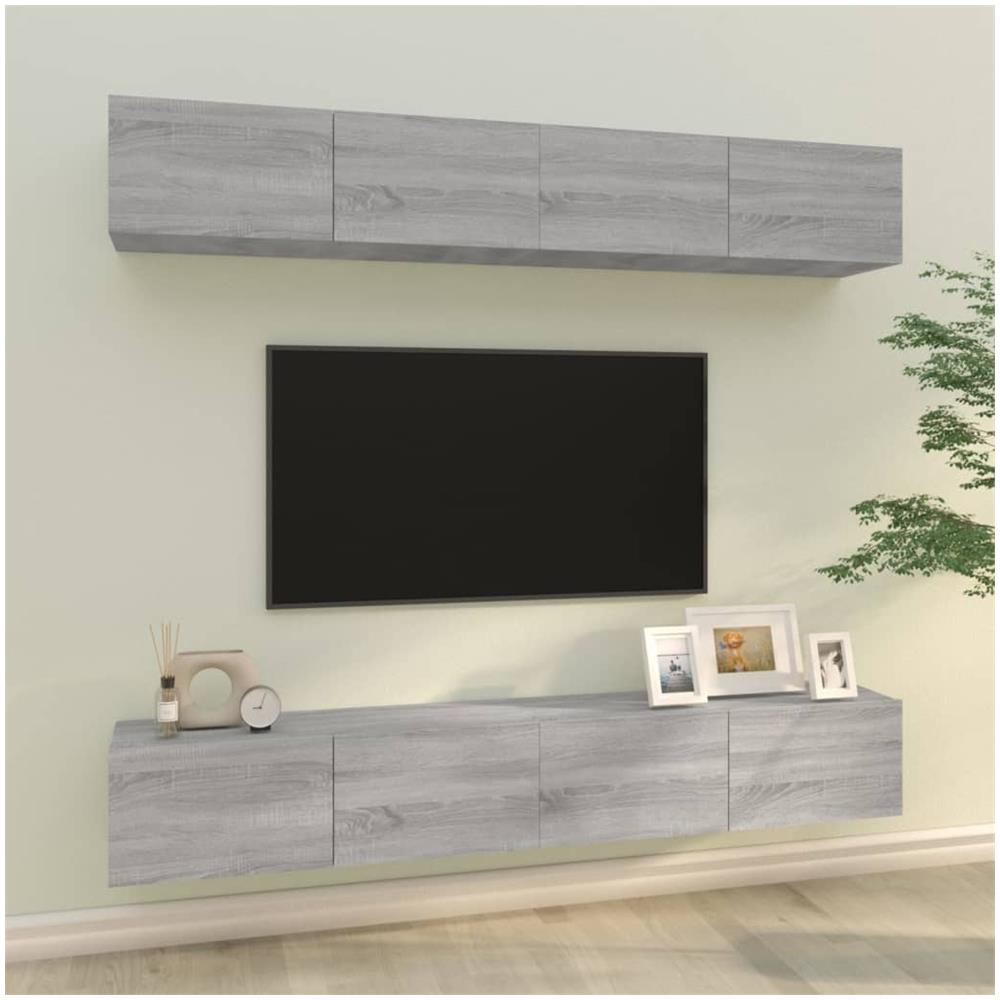 Mobili Porta Tv A Parete 4 Pz Grigio Sonoma 100x30x30 Cm - Foto 1