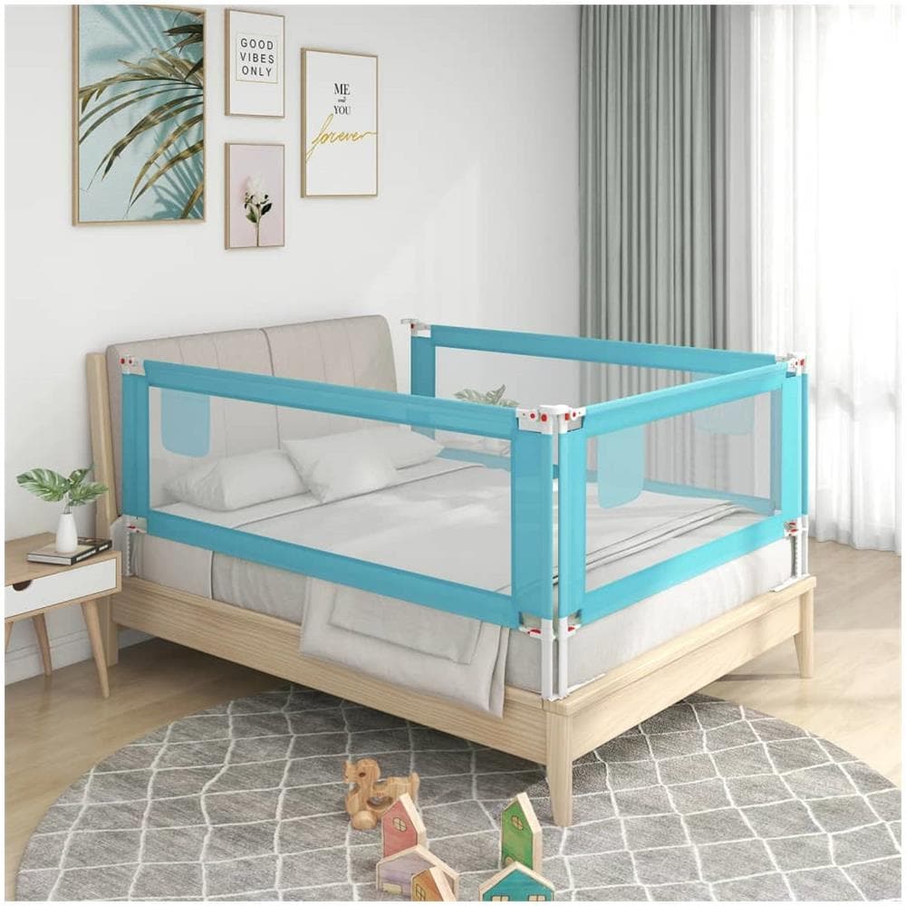 Sponda Letto di Sicurezza per Bambini Blu 180x25 cm in Tessuto - Foto 1