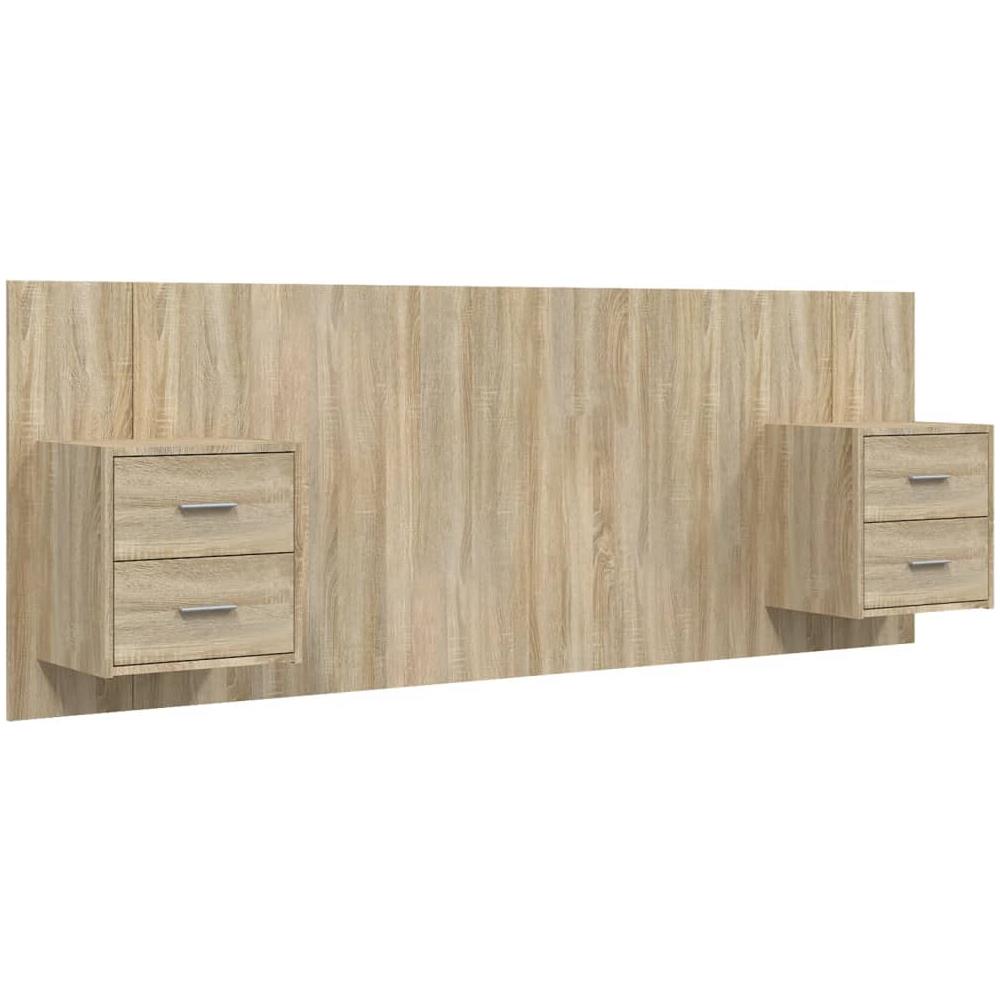 Testiera Letto Con Comodini In Legno Multistrato Rovere Sonoma - Foto 2