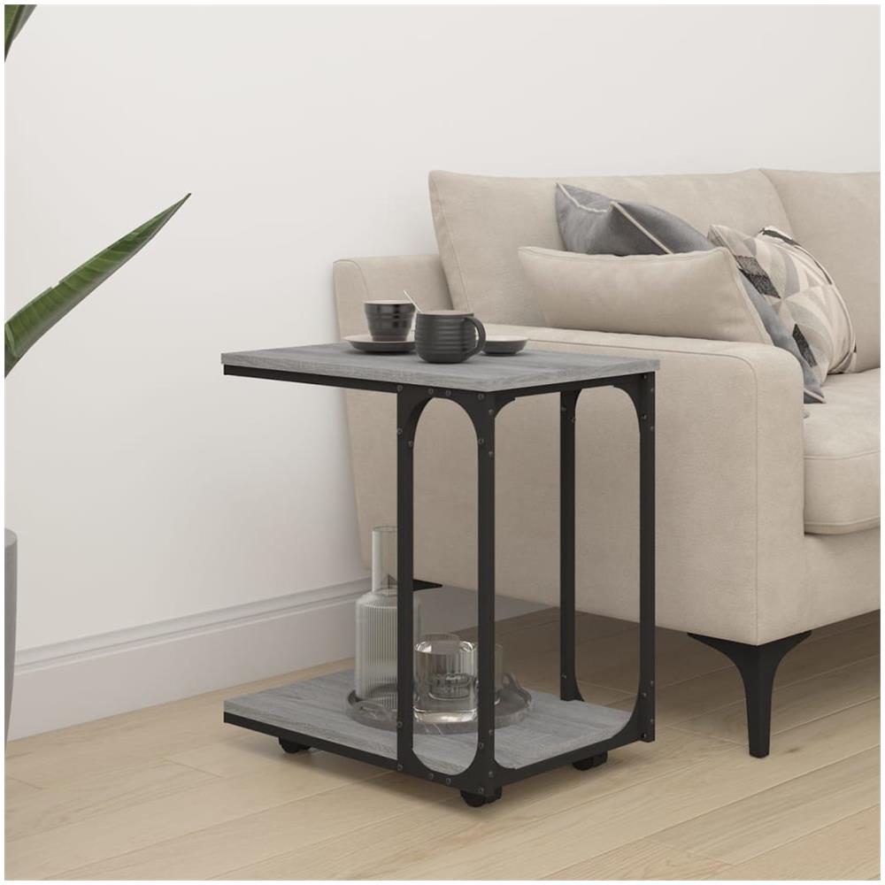 Tavolino Con Ruote Grigio Sonoma 50x35x55,5cm Legno Multistrato - Foto 1