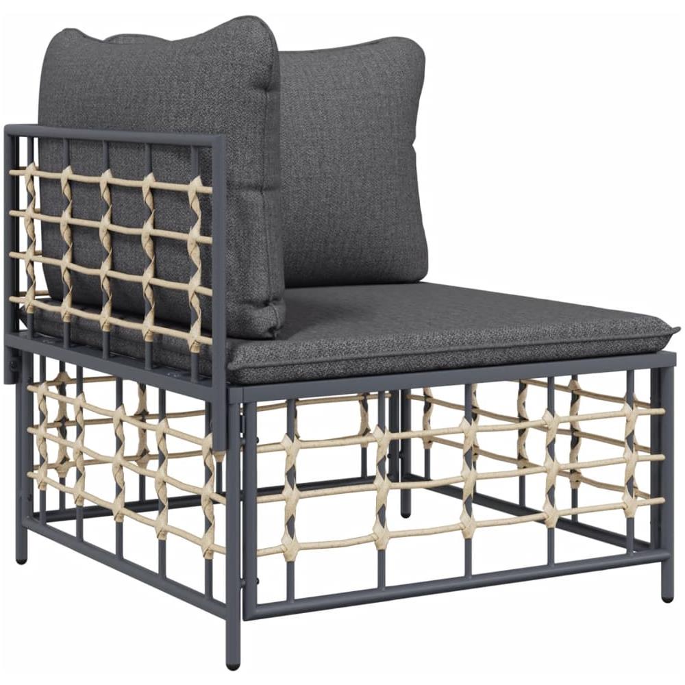 Set Divani Da Giardino 6 Pz Con Cuscini Antracite In Polyrattan - Foto 3