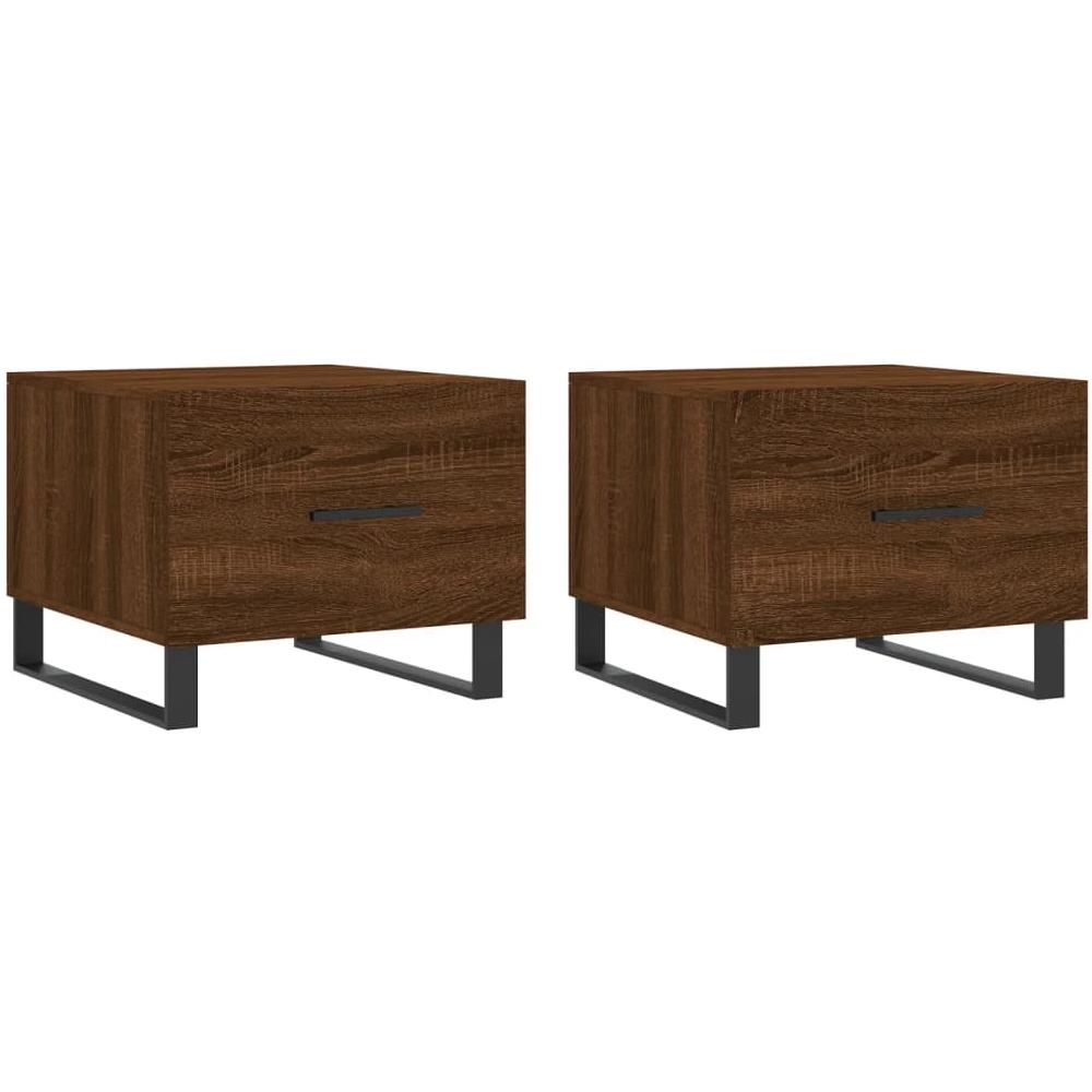 Tavolini Salotto 2 Pz Rovere Marrone 50x50x40 Legno Multistrato - Foto 2