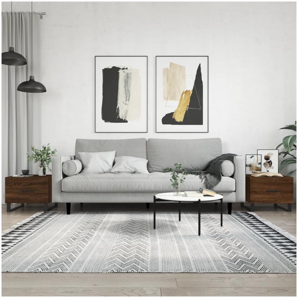 Tavolini Salotto 2 Pz Rovere Marrone 50x50x40 Legno Multistrato - Foto 1