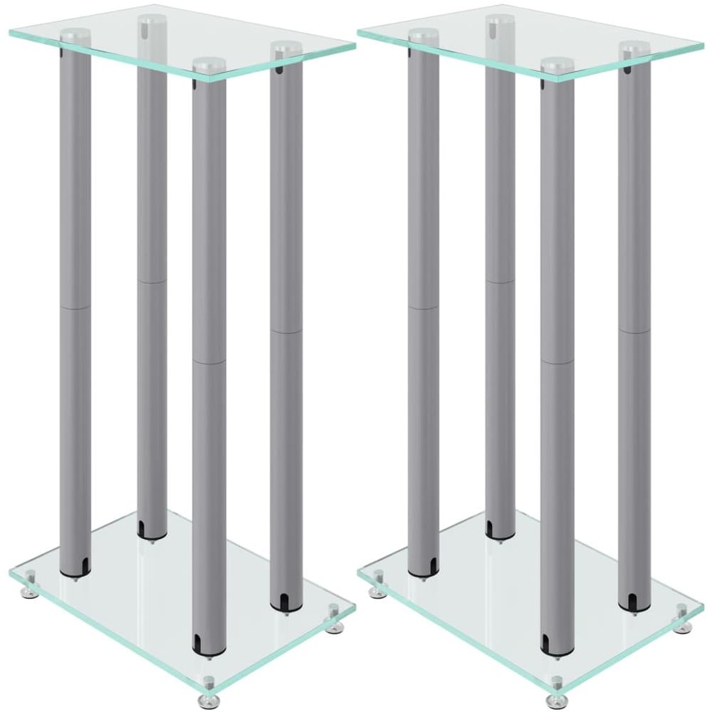 Pedane Casse 2pz Argento Vetro Temperato Design A 4 Pilastri - Foto 2