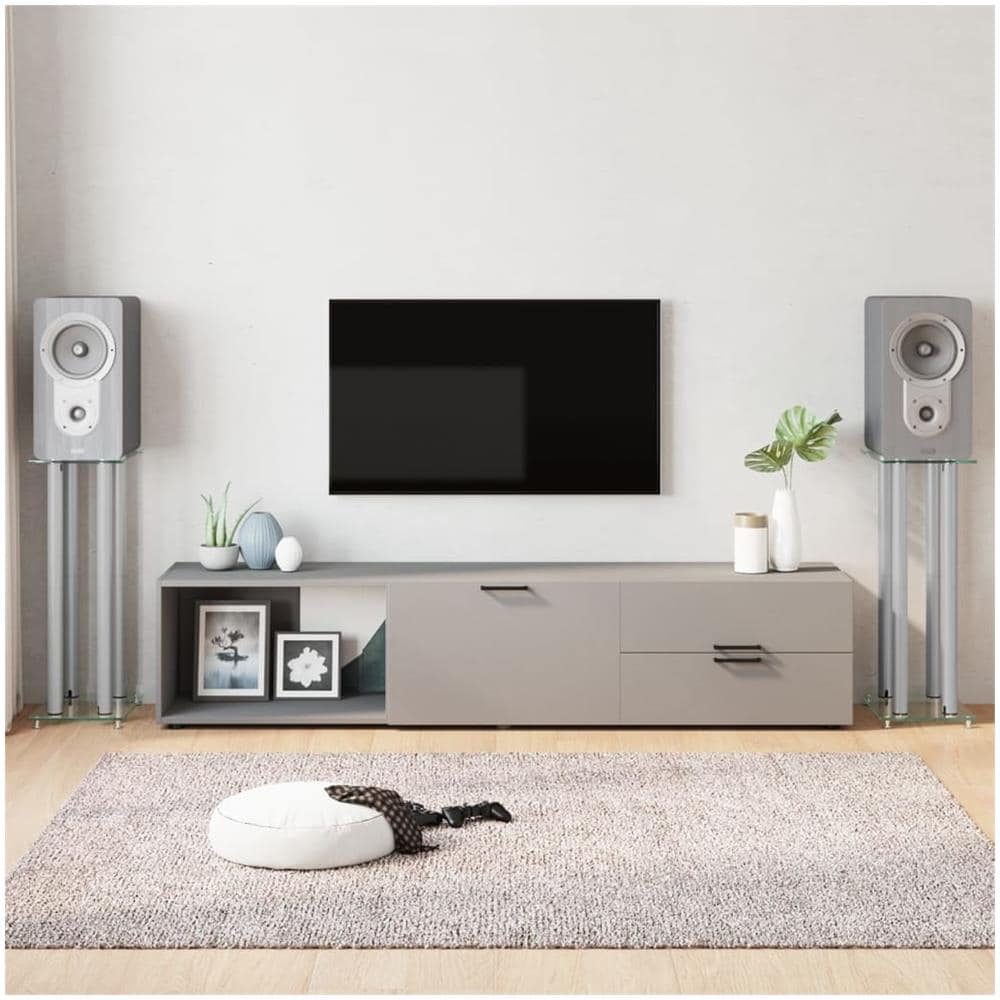 Pedane Casse 2pz Argento Vetro Temperato Design A 4 Pilastri - Foto 1