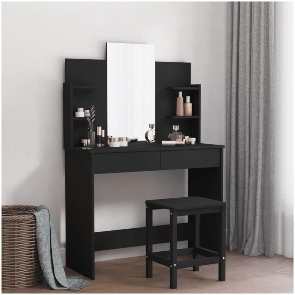 Toeletta Con Specchio Nero 96x39x142 Cm - Foto 1