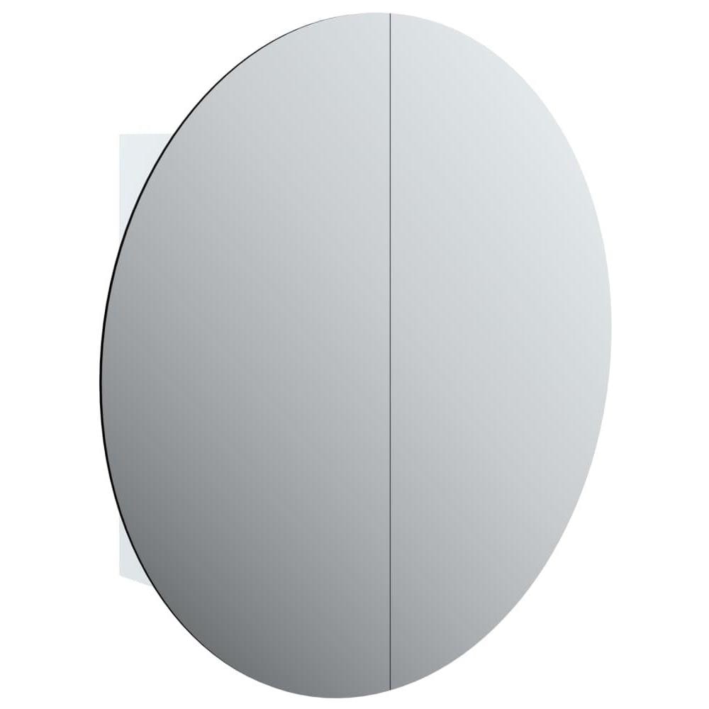 Armadio da Bagno con Specchio Rotondo e LED Bianco 54x54x17,5cm - Foto 1
