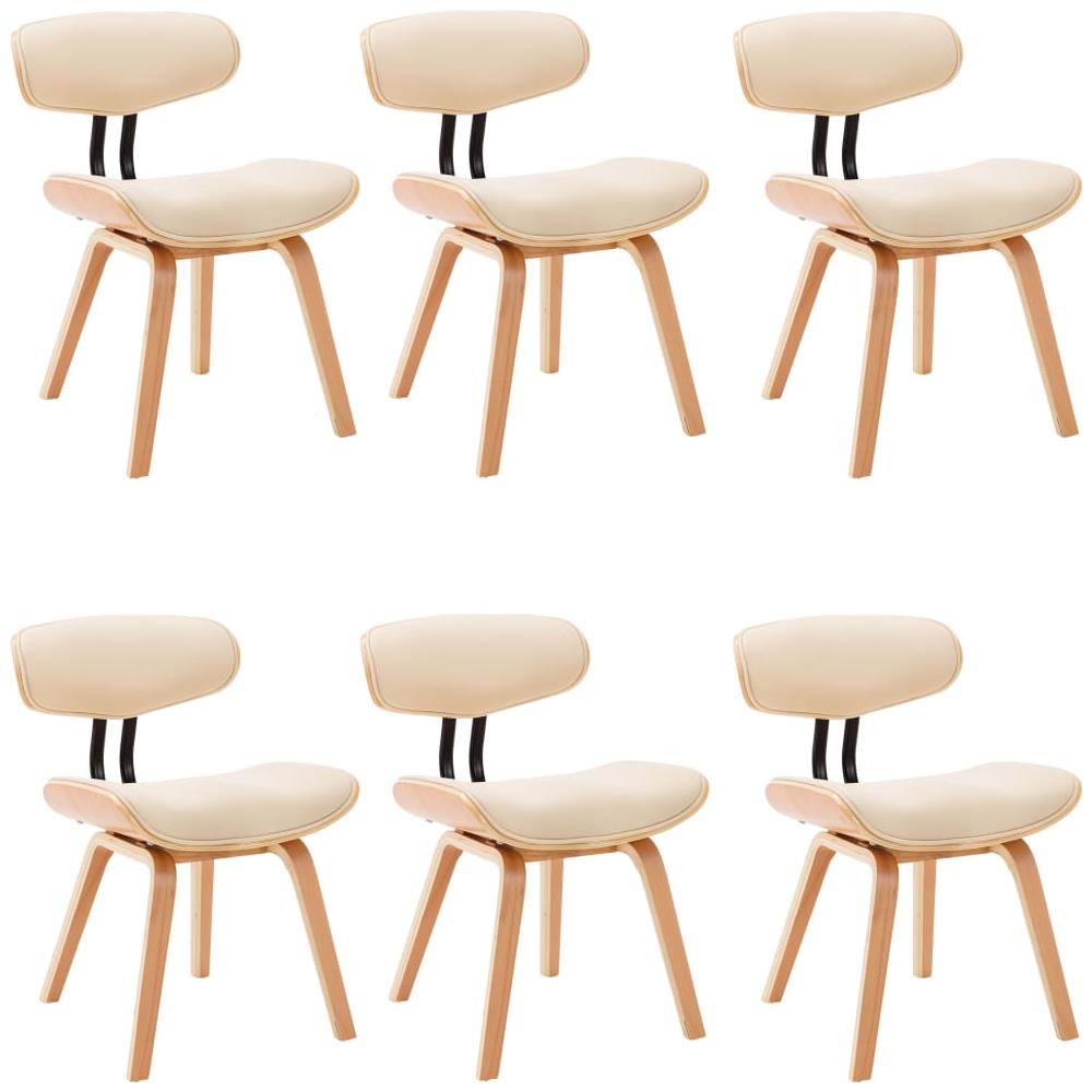 Sedie Da Pranzo 6 Pz Crema In Legno Piegato E Similpelle - Foto 2