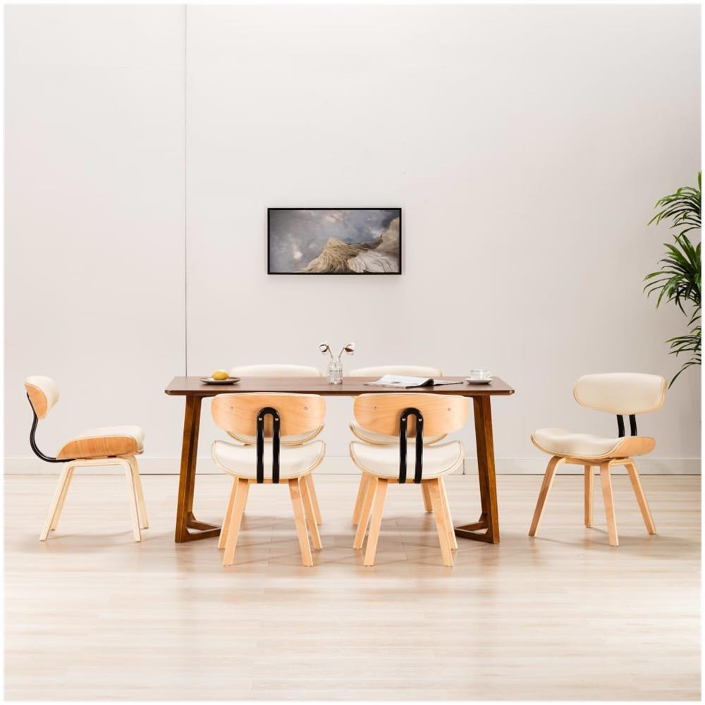 Sedie Da Pranzo 6 Pz Crema In Legno Piegato E Similpelle - Foto 1