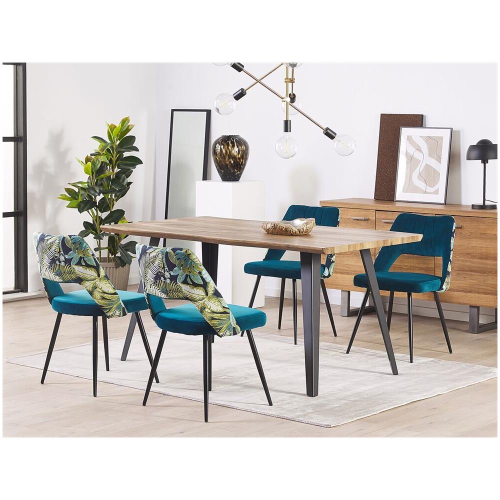 Set Di 2 Sedie Da Pranzo In Velluto Blu Ansley - Foto 2